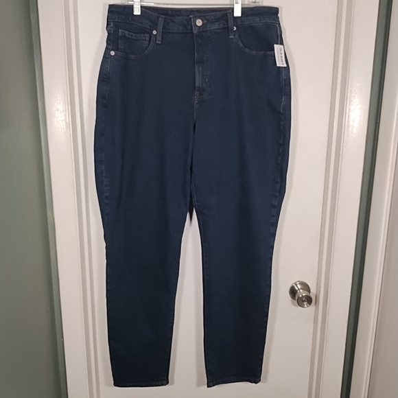Old Navy Womens Jeans 16 Tall High Rise O.G. Straight Dark Wash Stretch NWT - Picture 1 of 8